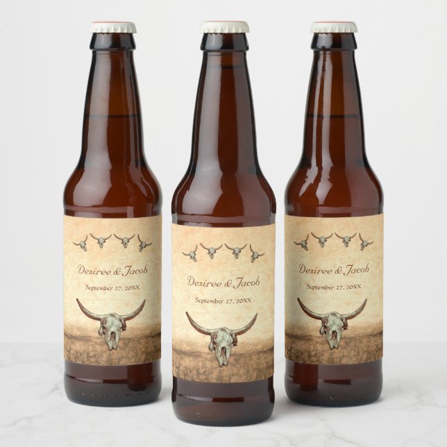 Rótulo Para Garrafa De Cerveja Crânio de Vaca Touro Russo do País do Casamento Ru (Garrafas)
