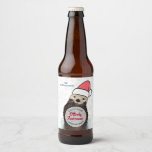 Rótulo Para Garrafa De Cerveja Da lontra impressionante da fermentação do Natal
