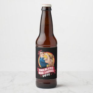 Rótulo Para Garrafa De Cerveja Damas de Gato sem Filhos Vote Cachorro O Riveter C