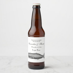 Rótulo Para Garrafa De Cerveja Desenho de Baleia do Século XIX Antigo