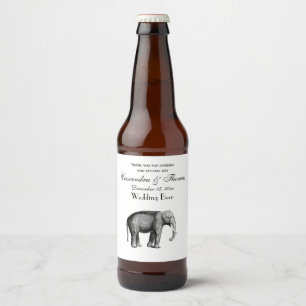 Rótulo Para Garrafa De Cerveja Desenho de Elefante Vintage