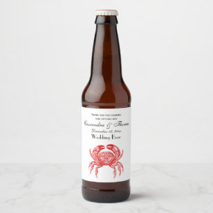 Rótulo Para Garrafa De Cerveja Desenho Vintage Red Crab #1
