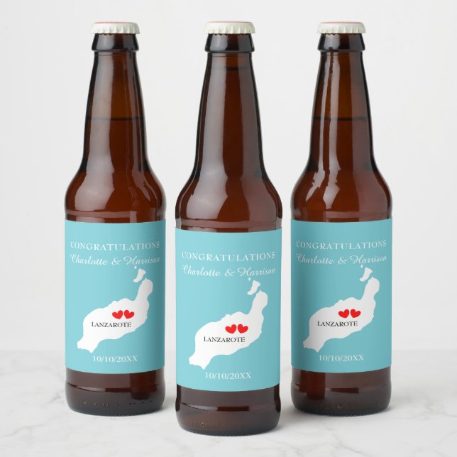 Rótulo Para Garrafa De Cerveja Destino Tropical Lanzarote Espanha Casamento de Pr (Garrafas)