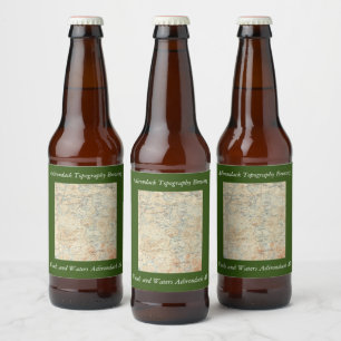 Rótulo Para Garrafa De Cerveja Detalhe do Lago Saranac Superior do Mapa Topográfi