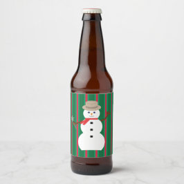 Rótulo Para Garrafa De Cerveja Detetive Snowman de Natal divertido e Rico