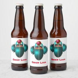 Rótulo Para Garrafa De Cerveja Deus Kherpi do Sol Ascensão, escaravelho.