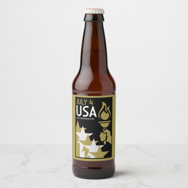 Rótulo Para Garrafa De Cerveja Dia da Independência Americana (Frente)