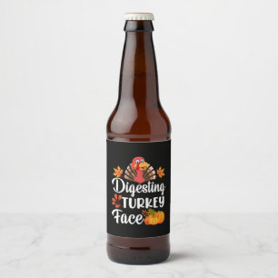 Rótulo Para Garrafa De Cerveja Dia de Ação de Graças - Digest Turkey Face