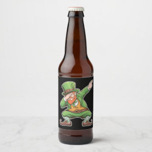 Rótulo Para Garrafa De Cerveja Dia de São Patrício Dab Dabbing Leprechaun Em Verd