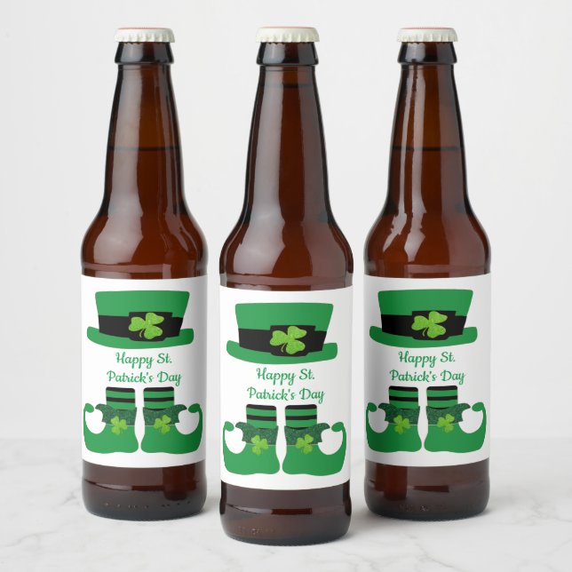 Rótulo Para Garrafa De Cerveja Dia de São Patrício, Irlandês, Leprechaun, Verde  (Garrafas)