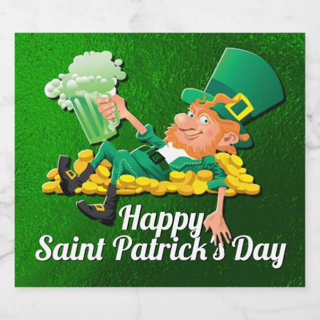 Rótulo Para Garrafa De Cerveja Dia de São Patrício Leprechaun (Rótulo Único)