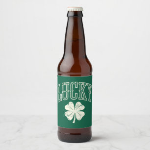 Rótulo Para Garrafa De Cerveja Dia de São Patrício Vintage Lucky Clover