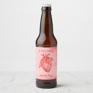 Rótulo Para Garrafa De Cerveja Dia dos Corações Felizes do Dia dos Namorados