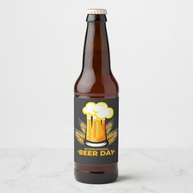 Rótulo Para Garrafa De Cerveja Dia Internacional da Cerveja (Frente)