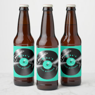 Rótulo Para Garrafa De Cerveja Disco de Vinil de Aniversário Retro Música de Rock