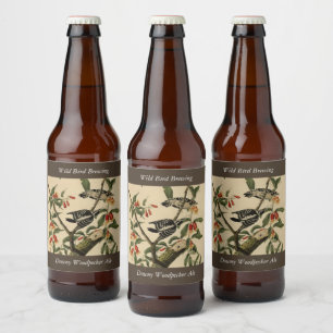 Rótulo Para Garrafa De Cerveja Downy Woodpecker - das Aves da América de Audubon