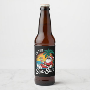 Rótulo Para Garrafa De Cerveja É o Sol do Mar Natal Praia Natal de Verão em Julho