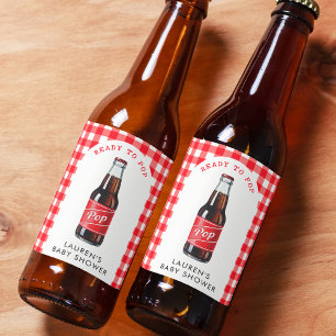 Rótulo Para Garrafa De Cerveja Ela está pronta para o Chá de fraldas vermelho Xad
