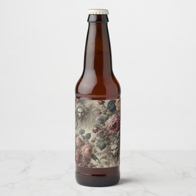 Rótulo Para Garrafa De Cerveja Ela tem velas - Floral Gótico (Frente)