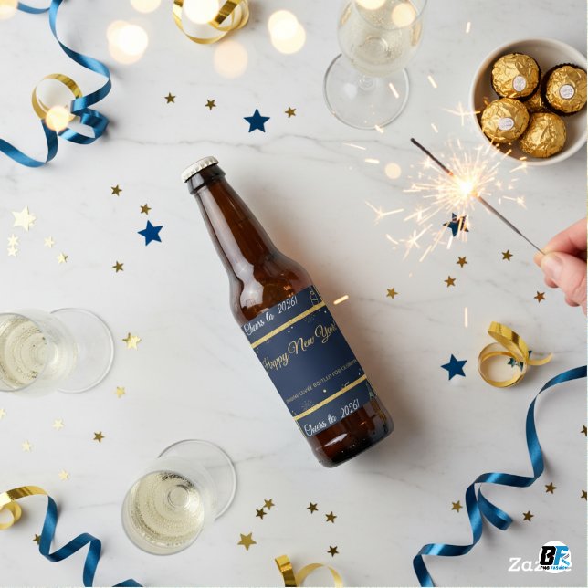 Rótulo Para Garrafa De Cerveja Elegant Happy New Year Beverage Bottle Label Set  (Criador carregado)