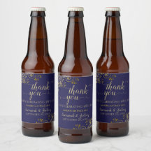 Elegante Lacy Dourado no Marinho Blue Weding Obrig