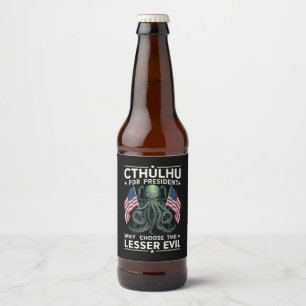 Rótulo Para Garrafa De Cerveja Eleições Engraçadas de 2024 Cthulhu Para President