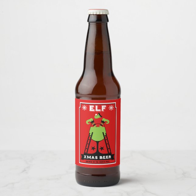Rótulo Para Garrafa De Cerveja Elf Christmas Drink (Frente)