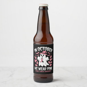 Rótulo Para Garrafa De Cerveja Em outubro Vestimos Bruxa Rosa De Halloween