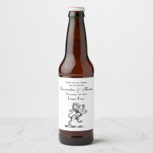 Rótulo Para Garrafa De Cerveja Emblema de Crista com Leão Heráldico em Pé