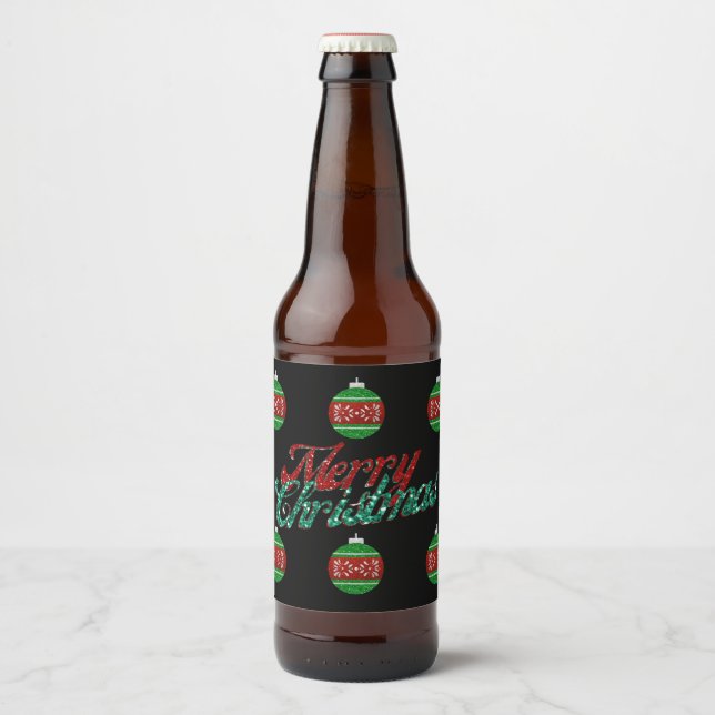 Rótulo Para Garrafa De Cerveja Enfeites de natal com brilho (Frente)