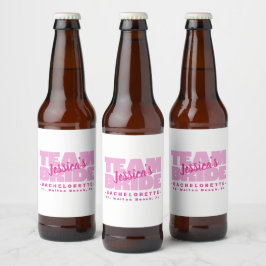 Rótulo Para Garrafa De Cerveja Equipe da Noiva Casamento Legal Rosa Retro