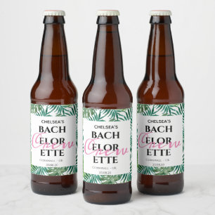 Rótulo Para Garrafa De Cerveja Equipe de Noiva Folhas Tropicais Exóticas Festa