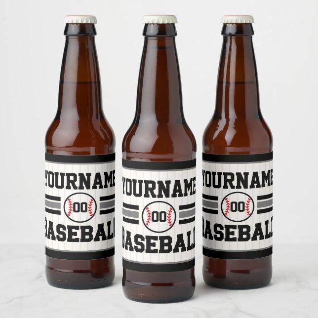 Rótulo Para Garrafa De Cerveja Equipe de NOME Personalizada do Jogador de Basebal (Garrafas)