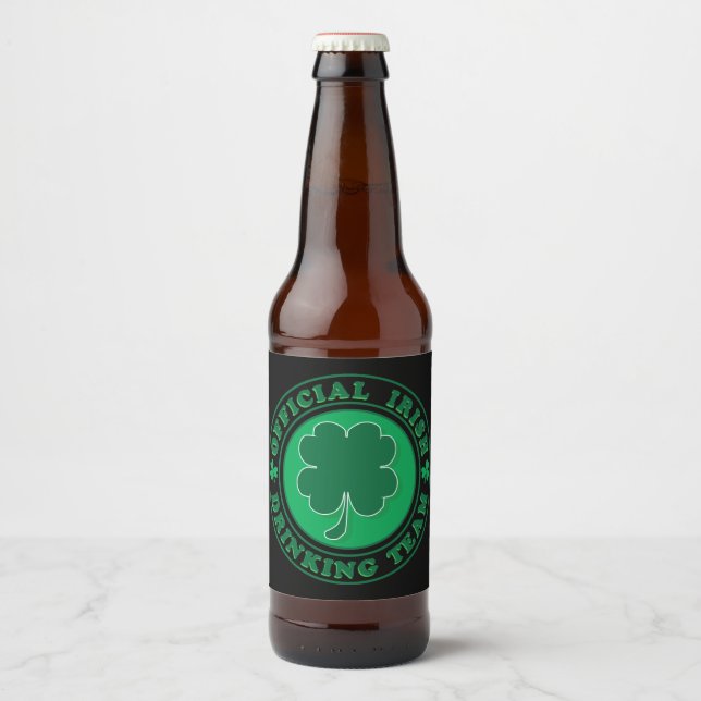 Rótulo Para Garrafa De Cerveja Equipe do Bebendo irlandês oficial (Frente)
