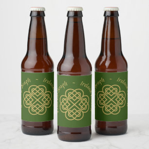 Rótulo Para Garrafa De Cerveja Erin Go Bragh Ouro Trevo Céltico 