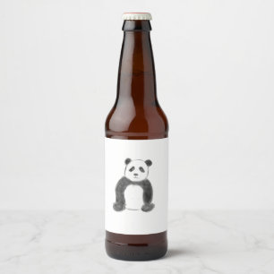 Rótulo Para Garrafa De Cerveja Esboço preto e branco do panda