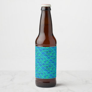 Rótulo Para Garrafa De Cerveja Escalas Azuis de Aqua de Queda