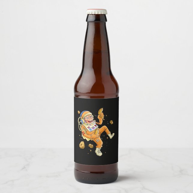 Rótulo Para Garrafa De Cerveja Espaço do macaco astronauta (Frente)