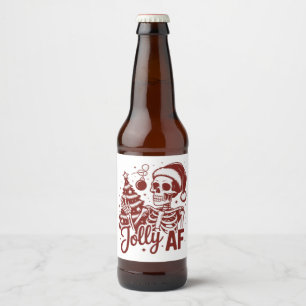 Rótulo Para Garrafa De Cerveja Esqueleto Jolly Af Sarcástico Natal Sarcasmo Engra