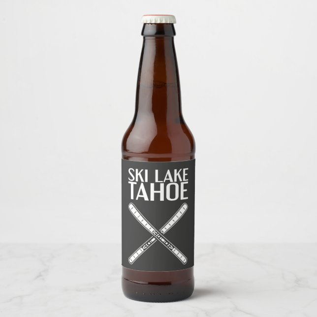 Rótulo Para Garrafa De Cerveja Esqui - Lago Ski Tahoe (Frente)