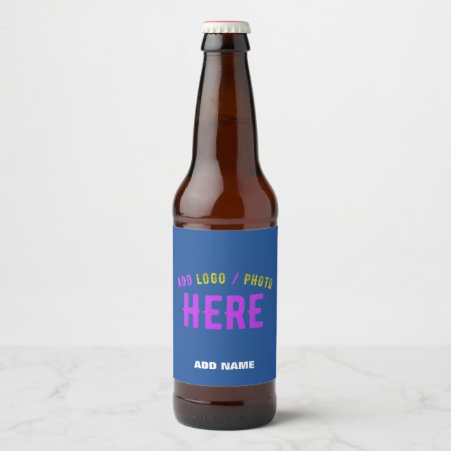 RÓTULO PARA GARRAFA DE CERVEJA ESTAMPADO MODERNO SOB MEDIDA AZUL COBALTO VERIFICA (Frente)