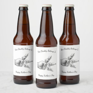 Rótulo Para Garrafa De Cerveja Este Pai pertence a - Presente com Nomes de Crianç