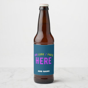 RÓTULO PARA GARRAFA DE CERVEJA ESTILO MODERNO AZUL PRUSSIANO PERSONALIZADO MARCA