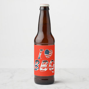 Rótulo Para Garrafa De Cerveja Eu adoro CHURRASCO, patriótico americano