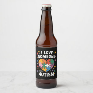 Rótulo Para Garrafa De Cerveja Eu Amo Alguém Com Consciência Autista