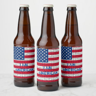 Rótulo Para Garrafa De Cerveja Eu sou bandeira vermelha & azul americana dos EUA