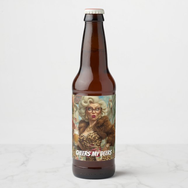 Rótulo Para Garrafa De Cerveja Fabulosa Atitude de Senhora Leopardo (Frente)