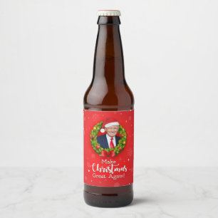 Rótulo Para Garrafa De Cerveja Faça o Excelente de Natal de novo Trump MAGA prese