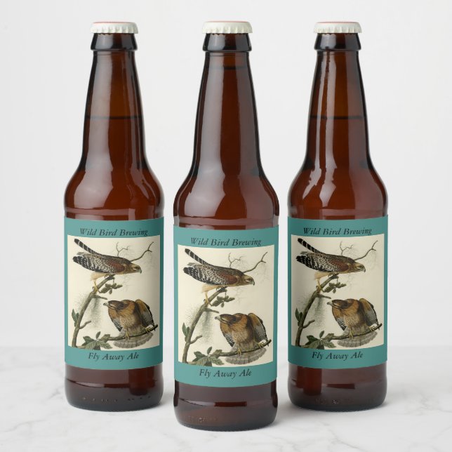 Rótulo Para Garrafa De Cerveja Falcão de ombros vermelhos - Aves da América de Au (Garrafas)