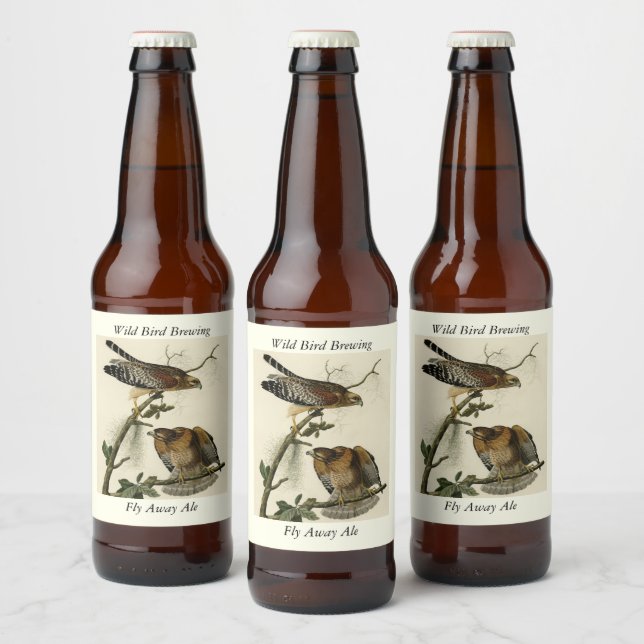 Rótulo Para Garrafa De Cerveja Falcão de ombros vermelhos - Aves da América de Au (Garrafas)
